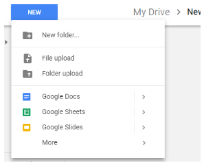 Google Drive add new folder or file screenshot