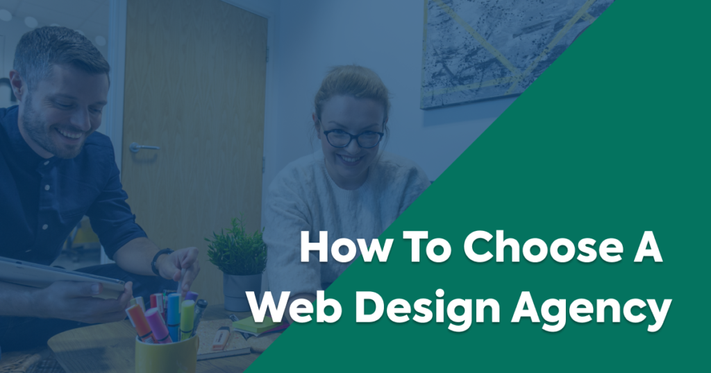 Anthony and Alison with blue overlay and white text saying How to Choose a Web Design Agency